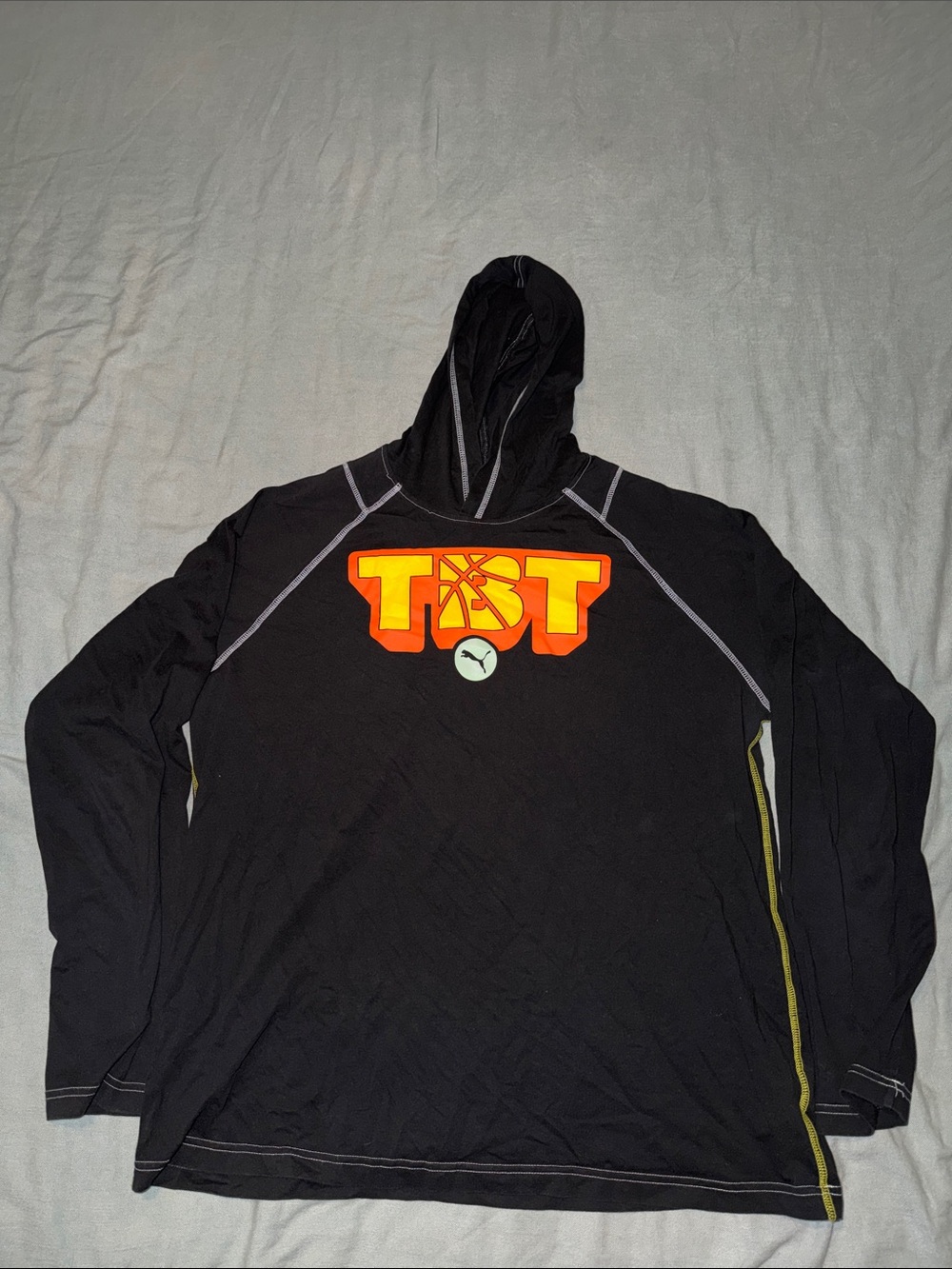 Puma TBT Black Basketball Hoodie with Bright Orange TBT Logo